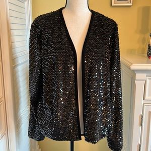 Chicos Black Sequins Open Cardigan Size 16